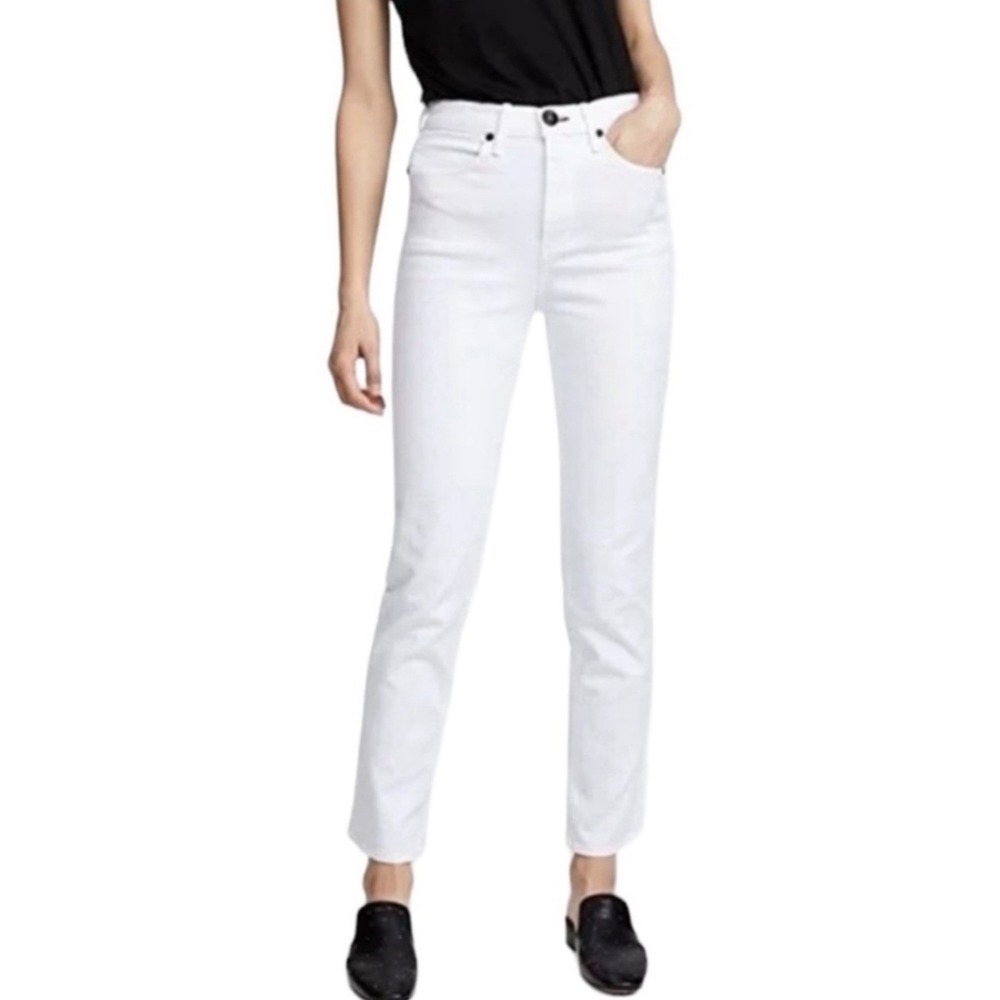 Rag &‎ Bone High Rise Straight Leg Jeans White Size 27 Minimalist Neutral